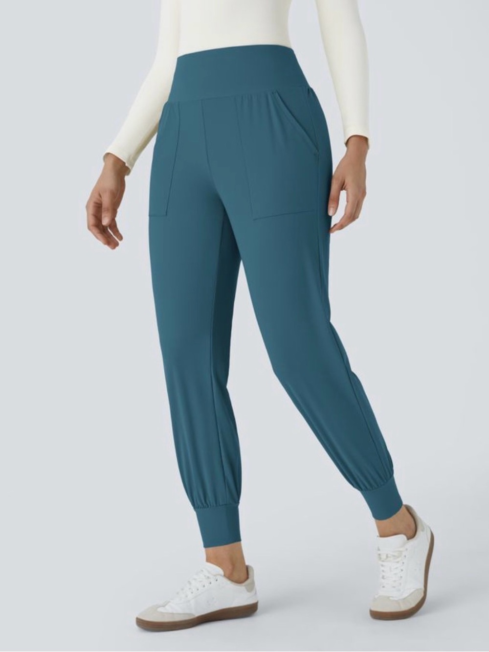 HALARA High Waisted Plain Pocket Casual Joggers Teal Sz L